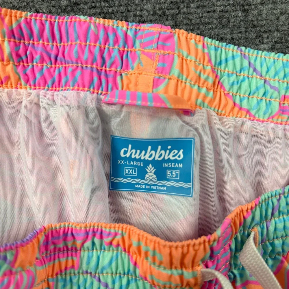 Chubbies Swim Trunks Mens XXL Orange Tropical Leaf 5.5 Inseam Board Summer